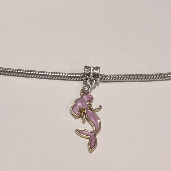 charm Jewelry - Silver Gold Purple Mermaid Dangle Charm for Pandora Style Bracelet‎